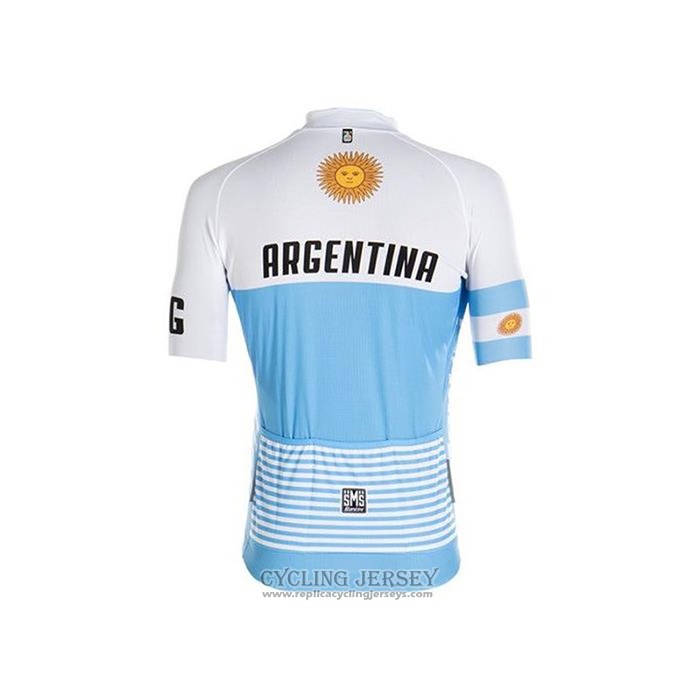 2020 Cycling Jersey Argentina White Blue Short Sleeve And Bib Short